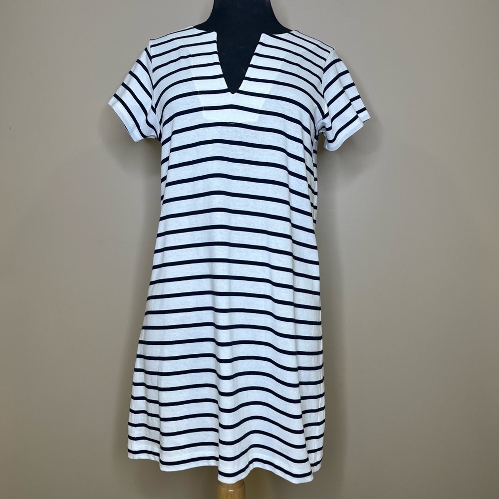 NWT Vineyard Vines Striped Midi Dress White Navy